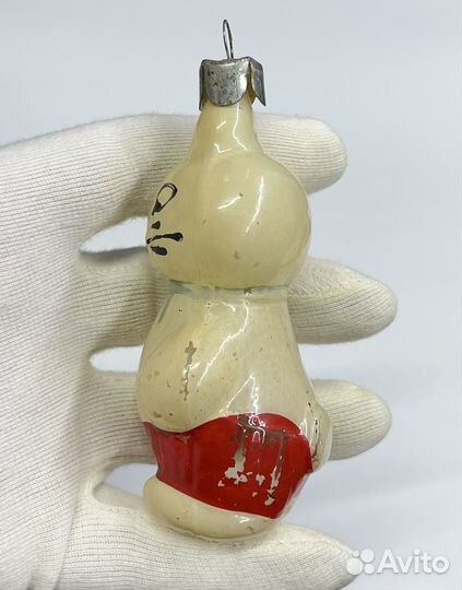 Елочная игрушка СССР «Заяц в косоворотке»