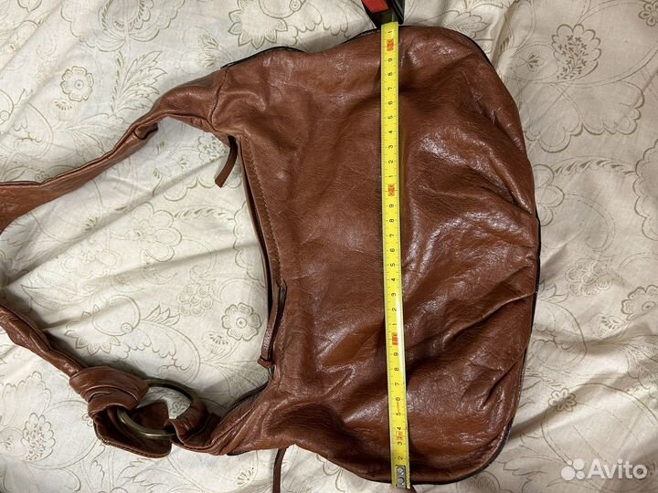 Сумка хобо коричневая рыжая натуральная кожа
