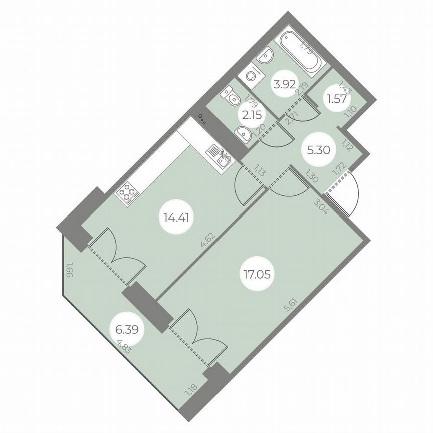 1-к. квартира, 47 м², 4/20 эт.