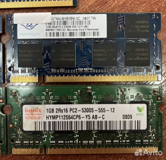 DDR-2 / DDR-3 SO-dimm для ноутбуков 1gb, 2gb