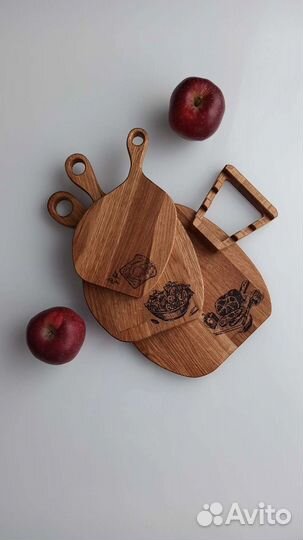 Набор разделочных досок из дуба с подставкой