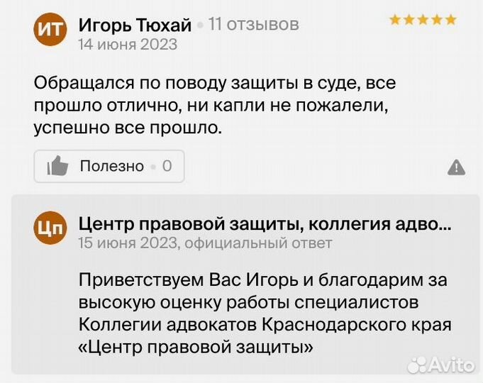 Юрист / Большой опыт / Консультация по телефону