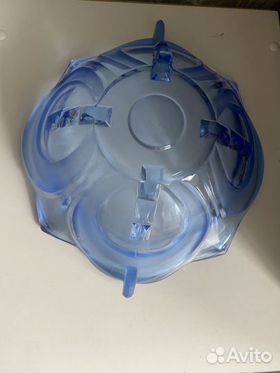 Ваза для фруктов голубое стекло