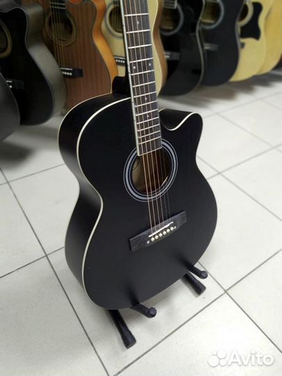 Черная матовая Акустическая гитара Новая