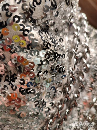 Сумка с пайетками, серебряная