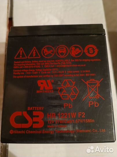 Аккумулятор ибп CSB HR 1221W F2