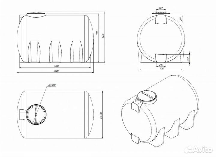 Бак для воды H 2000л