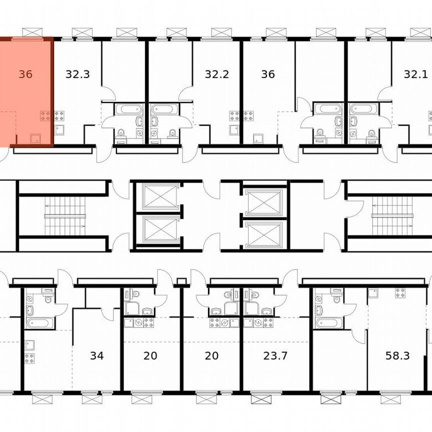 1-к. квартира, 36 м², 27/32 эт.