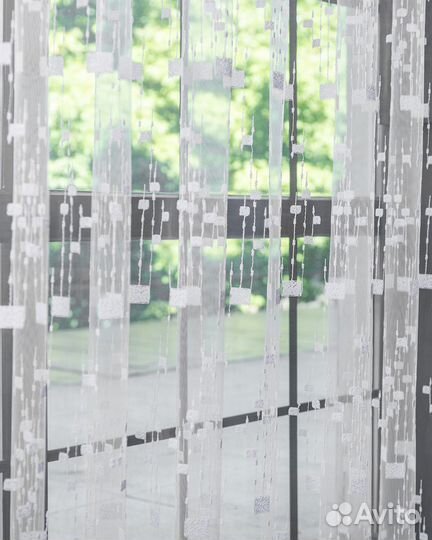 Тюль мона белый готовый на окна пошив