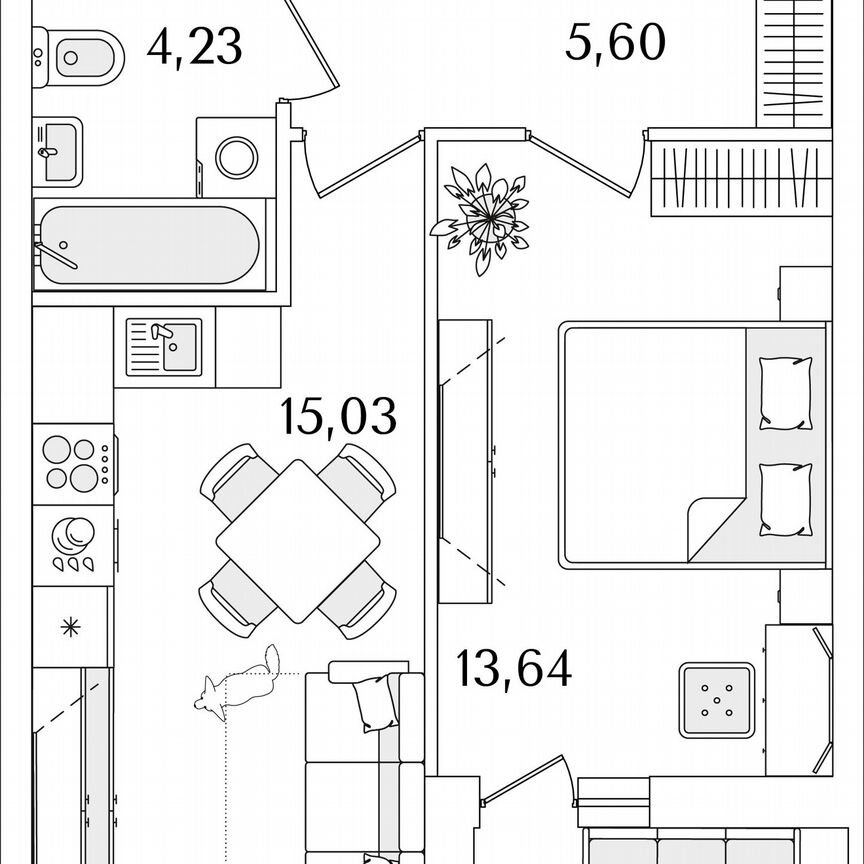 1-к. квартира, 39,9 м², 4/17 эт.