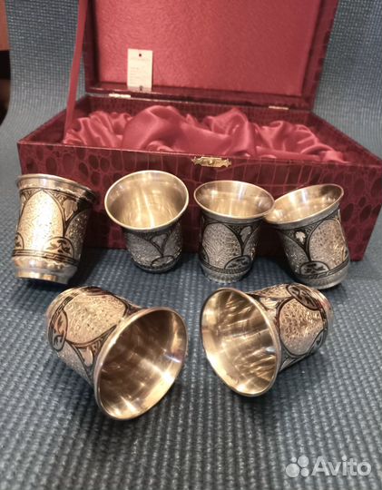 Серебряные стопки на 50 млл. 875-й пробы Кубачи