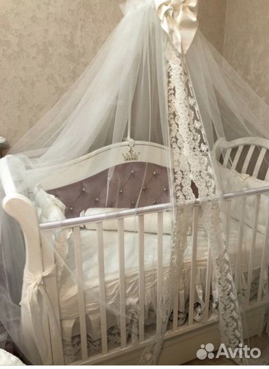 Кроватка Гандылян с маятником+ бортики и балдахин