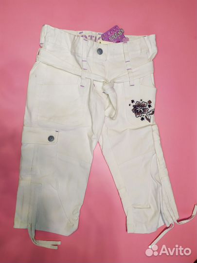 Шорты-бриджи хб белые с вышивкой