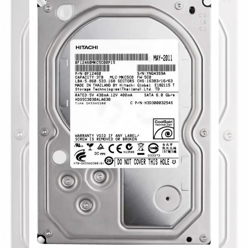[HDS5C3030ALA630] Жесткий Диск Hitachi H3d30003254s 3tb Coolspin Hds5c3030ala630