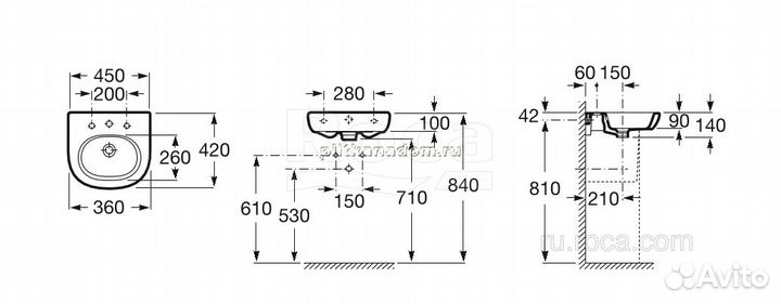 Roca Meridian 327245000 Раковина 45x42