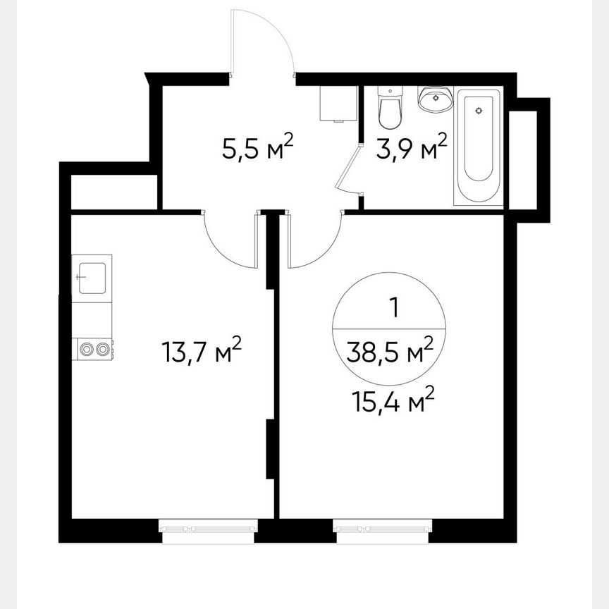 1-к. квартира, 38,5 м², 15/17 эт.
