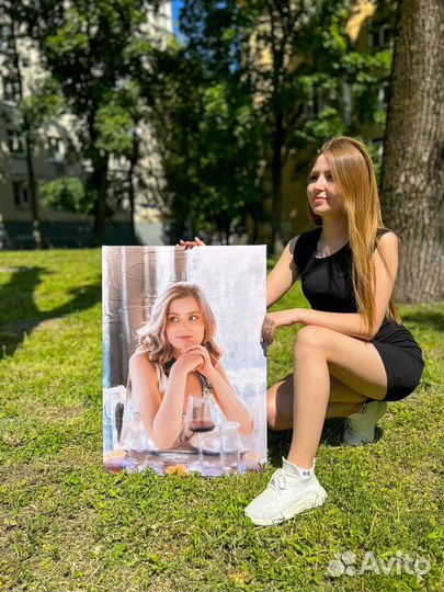 Портрет по фото на холсте