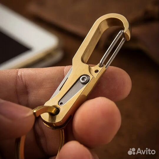 Карабин нож - скрытый нож - наключник латунный