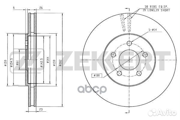 Диск торм. перед. Chrysler Sebring II 01- Stra