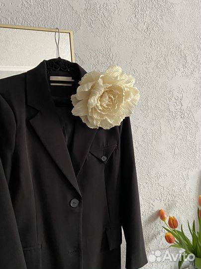 Брошь цветок из ткани ручная работа