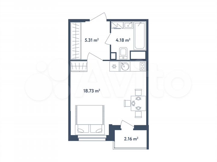 Квартира-студия, 29,3 м², 3/4 эт.