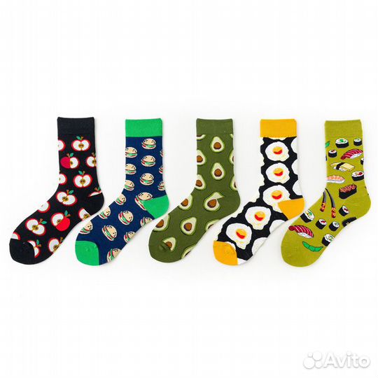 Носки с принтом японская еда, 5 пар, нж04