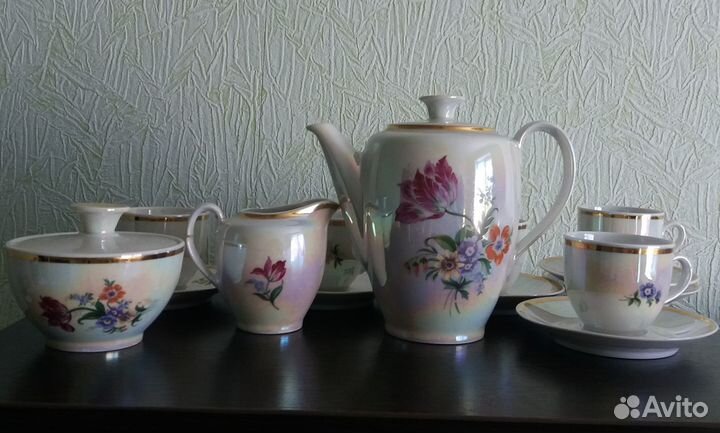 Кофейный сервиз мейсенский букет
