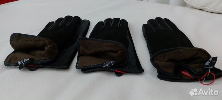 Перчатки женские кожа с замшей на флисе