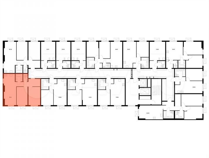 2-к. квартира, 56,4 м², 6/9 эт.