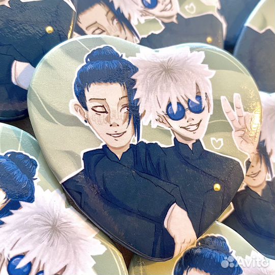 Годжо и Гето - Значки-сердечки глянец