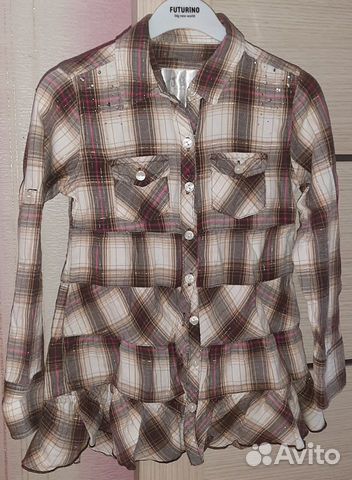 Оригинальная рубашка - туника в клеточку 122