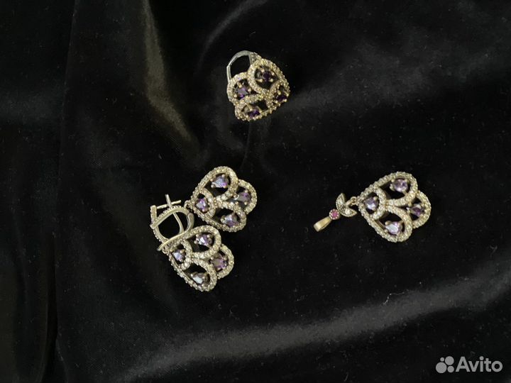 Серебряный комплект с аметистом
