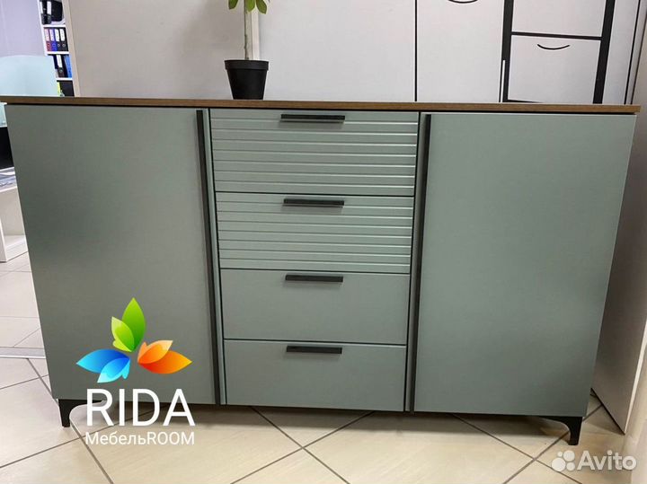 Комод на ножках, оливковый