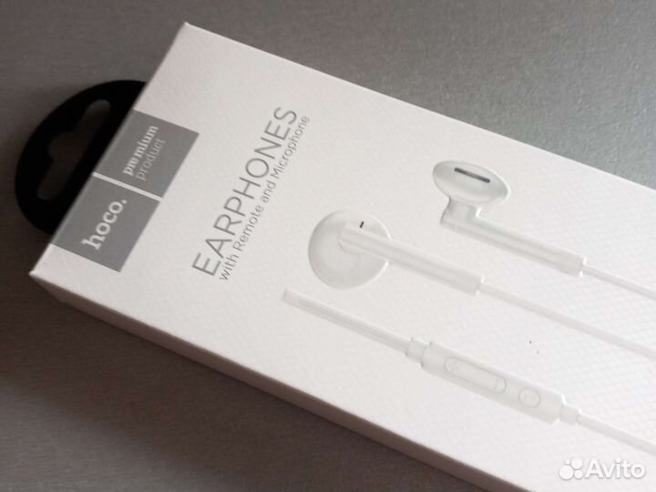 Проводные наушники hoco белые с микро