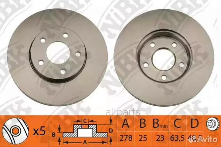 Nibk RN1213 Диск тормозной ford focus 1.6 2005 - 2