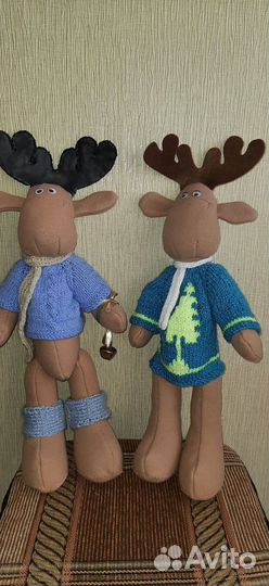 Куклы ручной работы, новогодние олени, гномы