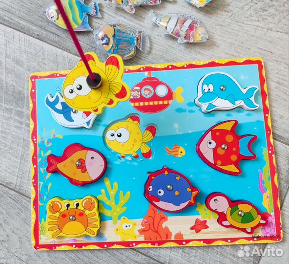 Магнитная рыбалка деревянная