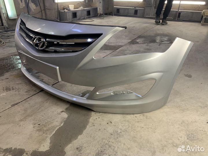 Передний бампер на Hyundai Solaris 1 рестайлинг