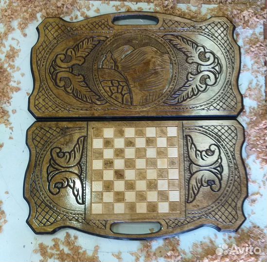 Нарды ручной работы со стеклом