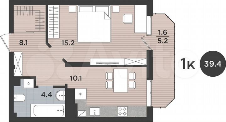1-к. квартира, 39,4 м², 9/9 эт.