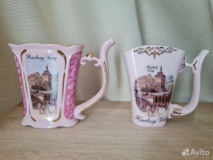 Кружка бюветница розовый фарфор Чехия