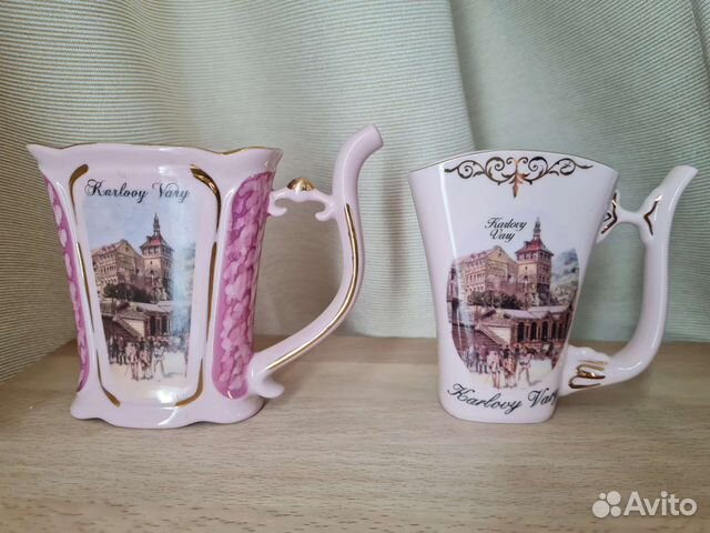 Кружка бюветница розовый фарфор Чехия