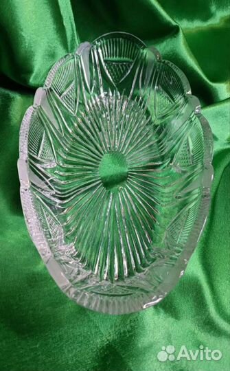 Ваза для фруктов овальная, хрусталь, СССР 70-90г