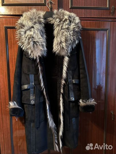 Дубленка натуральная мех чернобурка