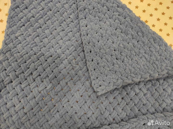 Новый плед, ручной вязки, пинетки в подарок