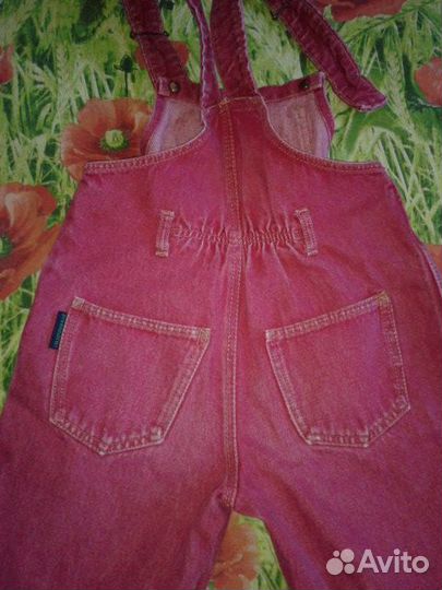 Толстый джинсовый комбез, х/б, р 110