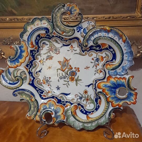 Антикварное панно ручная роспись 1893 год