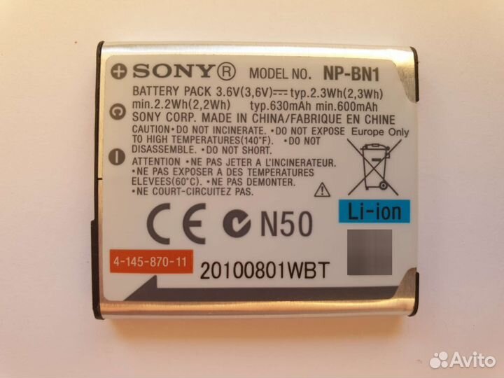 Аккумулятор Sony NP-BN1. Оригинал