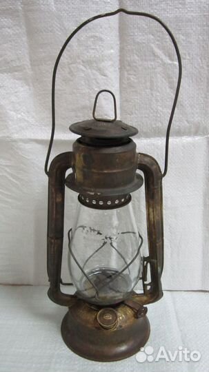 Старинная Бронзовая Керосиновая Лампа 