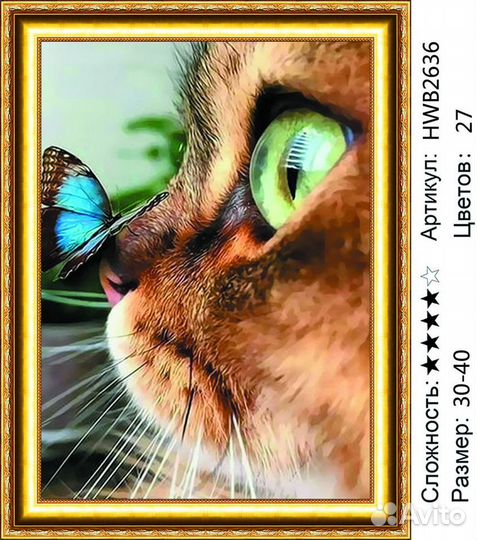 Алмазная мозаика, Котик